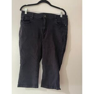Lane‎ Bryant Denim Women's Black Capri Jeans Cropped Stretch Pants Plus Size 14